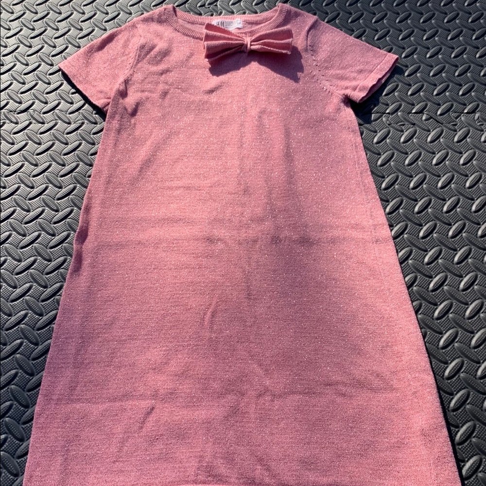 h&m Girls Pink Sparkly Dress sz 8-10y